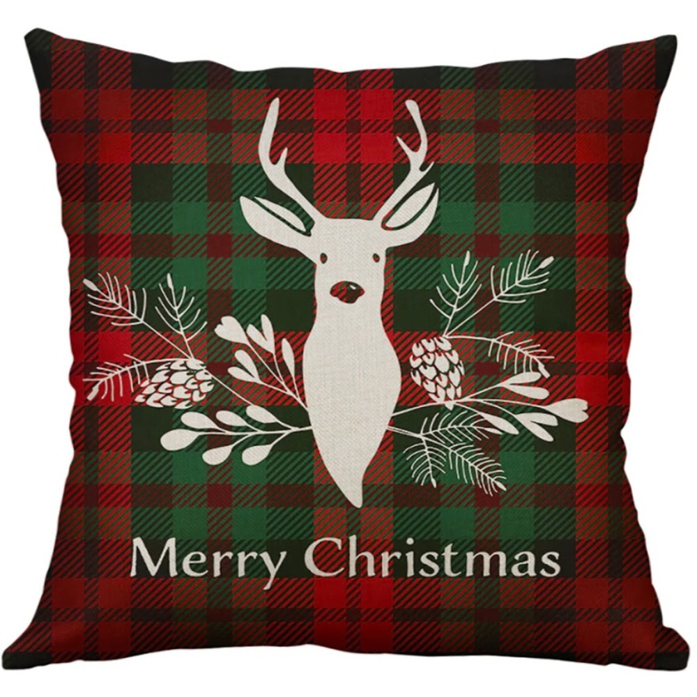 Pillow Cover- NEW- Christmas Plaid Deer